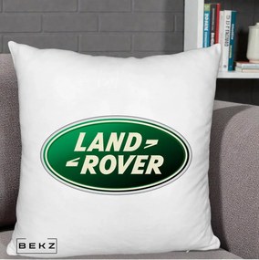 Perna Personalizata cu emblema Land Rover, 40x40 cm, Alb Pufos, Husa Detasabila, Perna Inclusa, BEKZ®