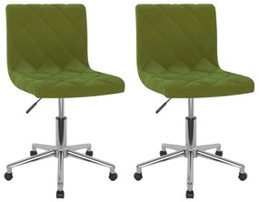 333843 vidaXL Scaune de bucătărie pivotante, 2 buc., verde deschis, catifea