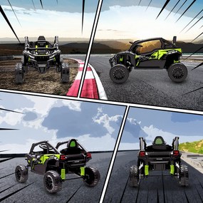 AIYAPLAY ATV Electric pentru Copii 3-5 Ani 12V cu Licență KAWASAKI, Dublu Motor, Telecomandă și Muzică, Negru | Aosom Romania