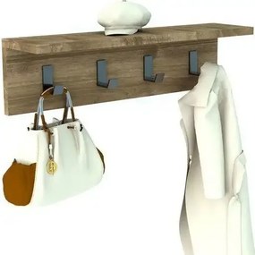 Cuier cu 4 agatatori si polita, Anatolya Homs,  60 x 16 x 15 cm, nuc