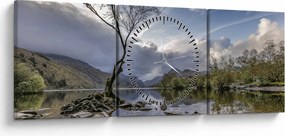 Tablou cu râu și copac (cu ceas) (90x30 cm)
