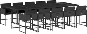 vidaXL Set mobilier de exterior cu perne, 11 piese, negru, poliratan