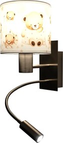 Brilagi - Lampă LED flexibilă BOBO 1xE27/25W/230V + LED/3W, finisaj cromat/alb/cu imprimeu ursuleți