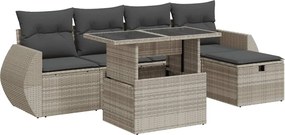 vidaXL Set canapele de grădină cu perne, 6 piese gri deschis poliratan