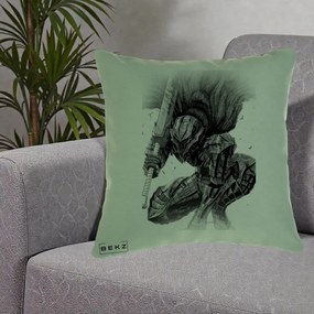 Perna Personalizata Berserk Guts Armor of Darkness Manga, 40x40 cm, Verde, Husa Detasabila, Perna Inclusa, BEKZ®