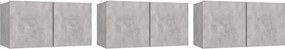 vidaXL Dulapuri TV suspendate, 3 buc., gri beton, 60x30x30 cm