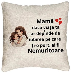 Perna Decorativa Canapea, Model pentru Mama 6, 40x40 cm, Cu fermoar