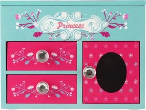 Cutie pentru bijuterii PRINCESS cu oglindă, roz/albastră
