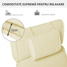 Outsunny Saltea Confortabilă pentru Șezlong, Rezistentă la Apă, Ușor de Întreținut, 198x53x5cm, Alb Crem | Aosom Romania
