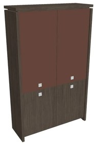 Dulap înalt Verno 128 x 46 x 210 cm, uși combinate, stejar antracit / maro