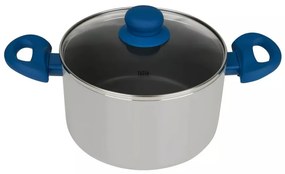 Oala cu capac Tasty 678539, 20 cm, 3 L, Dozator grasime, Aluminiu, Acoperire antiaderenta, Albastru