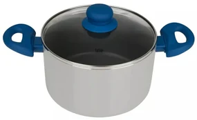 Oala cu capac Tasty 678539, 20 cm, 3 L, Dozator grasime, Aluminiu, Acoperire antiaderenta, Albastru