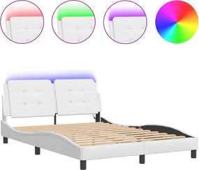 vidaXL Cadru de pat cu LED fără saltea, Zadar, alb, 140x190 cm