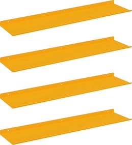 vidaXL Raft suspendat 4 pcs Galben muștar 80 x 18 x 2,5 cm Oțel