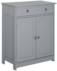 kleankin Mobilier de baie pe picioare, dulap de baie 2 uși 2 sertare 60 x 30 x 75 cm gri | Aosom Romania