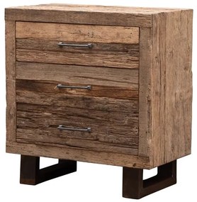 Comoda natur, din lemn reciclat, cu 3 sertare, aspect rustic, Endor