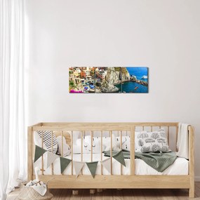 Tablou - Satul italian Manarola (cu ceas) (90x30 cm)