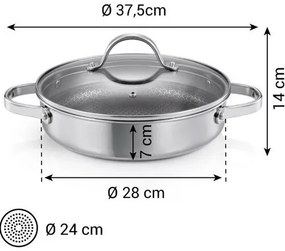 Tigaie adâncă cu capac Tescoma SteelCRAFT diametru 28 cm, 2 mânere