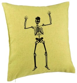 Perna Decorativa cu motiv Sechelet de Halloween 1, 40x40 cm, Verde, Husa Detasabila, Burduf