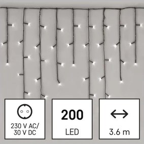 Instalație LED de Crăciun de exterior 200xLED/8 moduri 8,6m IP44 alb rece