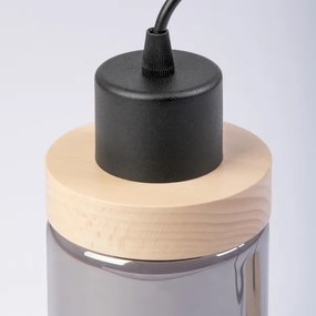 Candelabru pe cablu WOODNEST 1xE27/15W/230V pin/negru fumuriu
