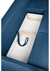 Colțar albastru extensibil cu tapițerie din catifea reiată (cu colț pe partea dreaptă) Tori – Bonami Selection