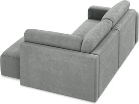 Colțar gri extensibil/cu spațiu de depozitare cu tapițerie din chenille (cu colț pe partea dreaptă/în formă de ”L”) Kona – Makamii