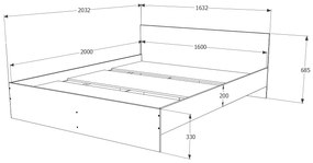 Pat haaus Remi, 200 x 160 cm, saltea spuma inclusa, Ulm Deschis