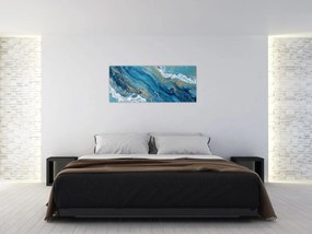 Tablou - Marmură bleu cu aur II. (120x50 cm)