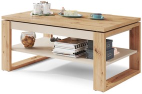 Mazzoni NUO Stejar Artisan/Bej (Șampanie) - MĂSUȚĂ MODERNĂ CU BLAT CARE SE RIDICĂ