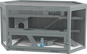 PawHut Cușcă pentru hamsteri, 3 etaje, tava detașabilă, lemn/metal, 115x60x55 cm | Aosom Romania