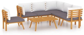 3087015 vidaXL Set mobilier de grădină cu perne, 7 piese, lemn masiv acacia