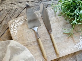 Set paletă și cuțit tort, oțel inoxidabil și acril, natur, L28 cm, Linas