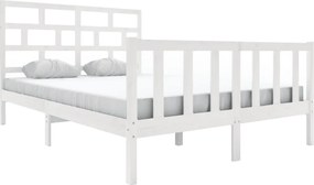 vidaXL Cadru de pat, alb, 160x200 cm, lemn masiv de pin