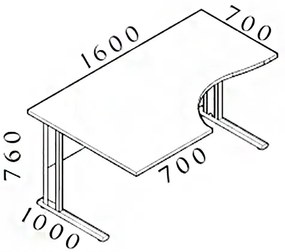 Birou ergonomic Visio 160 x 100 cm, stanga, nuc