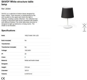 Lampa de masa / Veioza moderna design elegant SAVOY alba