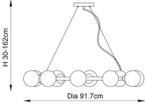 Endon 106008 - Lustră suspendată OTIS 10xG9/3W/230V aurie