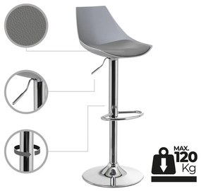 Scaune de bar gri cu înălțime ajustabilă 2 buc. din imitație de piele (înălțime șezut 56,5 cm) – Casa Selección