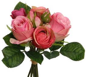 Buchet trandafiri artificiali roz 8x26 cm