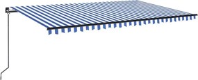 vidaXL Copertină retractabilă manual cu LED, albastru & alb 500x300 cm