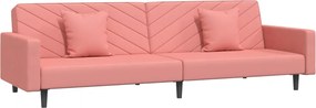 vidaXL Canapea extensibilă cu 2 locuri, 2 perne, roz, catifea
