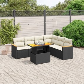 3273093 vidaXL Set canapele de grădină cu perne, 7 piese, negru, poliratan