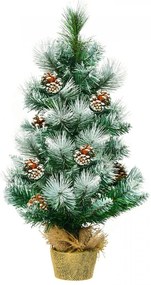 Brad artificial cu zăpadă și conuri, 60 cm