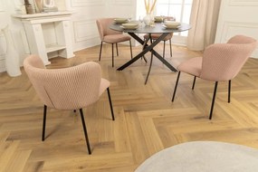 Set 2 scaune stil retro LYON catifea raiata roz