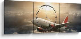 Tablou - Avion în nori (cu ceas) (90x30 cm)