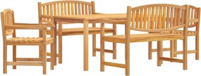 vidaXL Set masă pentru grădină, lemn masiv de tec, 5 piese