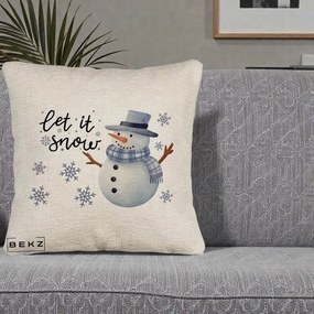 Perna Decorativa Let It Snow Om de Zapada, 40x40 cm, Bej Canapea, Husa Detasabila, Perna Inclusa, BEKZ®