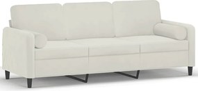 vidaXL Canapea cu 3 locuri cu pernuțe, crem, 180 cm, catifea