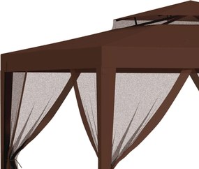 Outsunny Tonnelle barnum de grădină 3L x 3l m cu 4 plase de țânțari detașabile - dublu acoperiș - maro | Aosom Romania