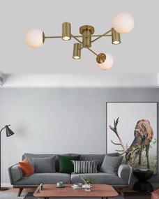 Lustra Cu LED Si 3 Globuri, Auriu